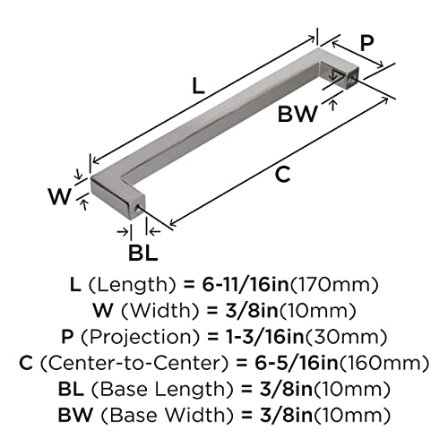 Image of Amerock Monument 6-5 /16 inch (160mm) Center-to-Center Polished Nickel Cabinet Pull - 25 Pack