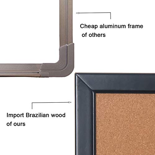 Cork Board 24 X 36 Inch Bulletin Board, Cork Notice Board 100% Wood Framed Brazil Imported, Mounting Hardware Push Pins Included #TOP4