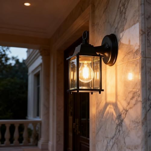 Applique da Esterno in Ferro Battuto Nero, Impermeabile, per Veranda, con Attacco E27 Edison, Ideale per Casa, Giardino E Terrazza (bd-06) Bd-01