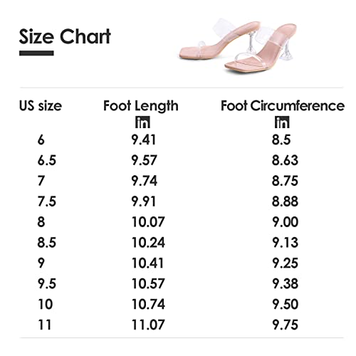 Mysoft Women's Clear Heeled Sandals Square Toe Transparent Stiletto Mules Open Toe Slip On Dress Shoes #TOP6