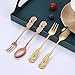 RTHGTFCZ Widelce Stal nierdzewna Rose Flower Widelec łyżka Zestaw Deserów Spoon Fruit Fork Spoon Spoon Do Kitchen Restaurant Home (Golden)