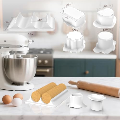 Image of Cake Pop Molds Set, 4 Shapes with Tray, 100 Sticks Wrappers Ties | 4-shape cake pop cutter set with dual-slot tray, plus 100 cake pop sticks, 100 wrappers, and 100 twist ties
