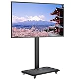 USX MOUNT テレビスタンド 壁寄せ ハイタイプ 32~70インチ対応 移動式 キャスター付きテレビ台 耐荷重45kg tvスタンド ハイタイプ 高さ調整可能 tv stand ラック左右回転30° VESA最大 600mm x 400mm 木目調ブラック