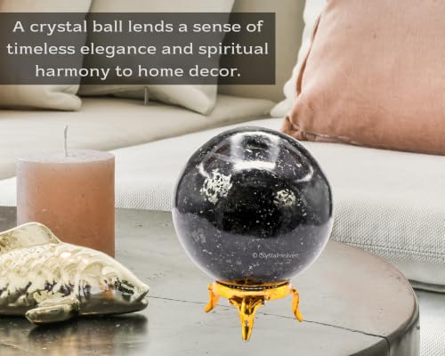 Image of Certified Nuummite Crystal Ball for Meditation - Premium Crystal Vastu Items for Home and Feng Shui Items for Good Luck - Ideal for Pooja Supplies and Spiritual Practices (2.5 inch Inch)