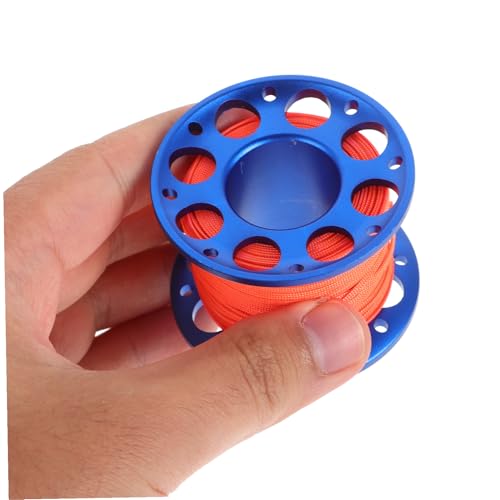 Carrete de buceo de aleación de aluminio con cuerda y soporte azul 3