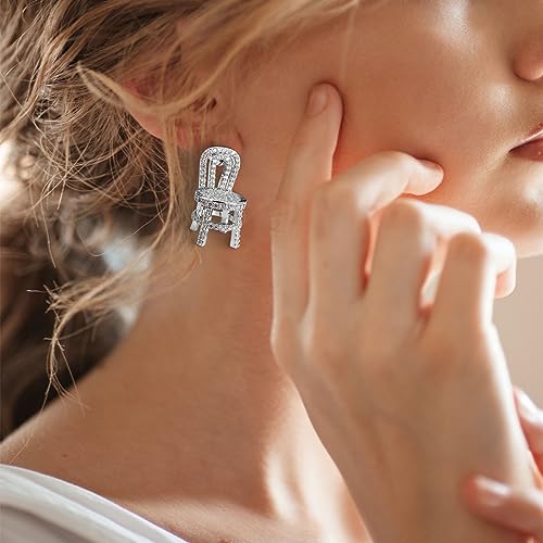 Rhinestone Earrings Solid Chair Shape Crystal Earrings for Women Creative Jewelry Accessory4