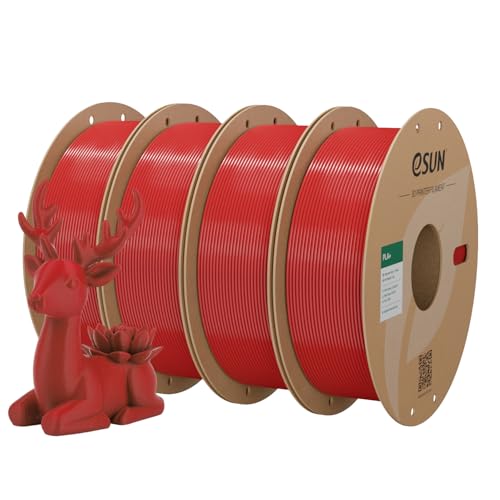 Image of eSUN PLA+ Filament 1.75mm Fire Engine Red, 3D Printing Filament 1kg Carboard Spool PLA Plus, 4KG Bundle 3D Printer Filament