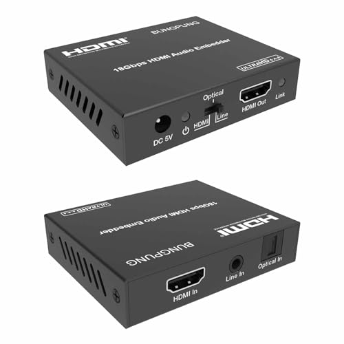 BUNGPUNG HDMI I[fBICT[^[ I[fBIGxb_[AfW^ AiO SPDIF 3.5mm L/RI[fBI}/ߍ݁A4k@60Hz 1080P@120Hz 18Gbps HDMI 2.0 HDCP 2.2 HDR CE