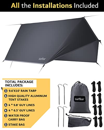 Image of Sunyear Hammock Tent Rain Fly-Camping Hammock Outdoor Tarp-Small Door Design-Keep Side Wind Rain-Best for Backpacking Hiking Camping Survival