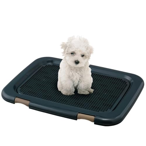 アイリスオーヤマ 犬 トイレ しつけ メッシュカバー付 フチもれしにくいトレーニングペットトレー ワイド 銀イオン配合 抗菌 ネイビー