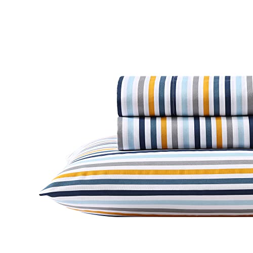 Image of Eddie Bauer Kids - Queen Sheet Set, Ultra-Soft Microfiber Bedding with Fully Elastic Fitted Sheet, Kids Bed Set with Pillowcases, Easy Care Bedding (Vivid Stripe)