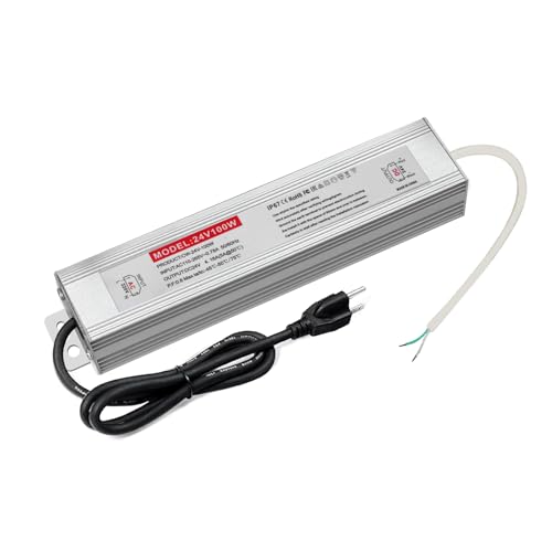 Image of QNNP LED Driver 100 Watts 24V DC with Plug, Waterproof Low Voltage Transformer Power Supply Transformer Adapter AC 85V-265V to 24V DC, IP67 LED Power Supply for Outdoor Indoor Lighting