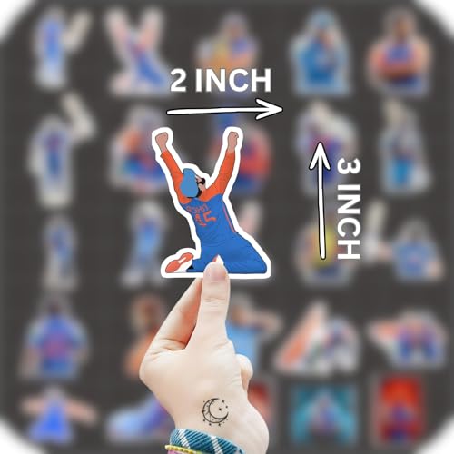 Image of Rohit Sharma Stickers - 25 Pcs Waterproof, HD Printed Vinyl Stickers for Laptop, Mobile, Notebook & More | Cricket Stickers