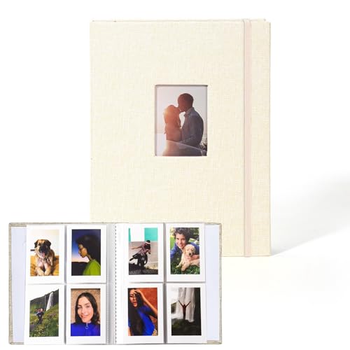 Polaroid 208 fundas para álbum de fotos mini para película de 3 pulgadas, mini álbum de fotos compatible con Fujifilm Instax Mini 9/11/12/Evo y Polaroid Snap (beige)