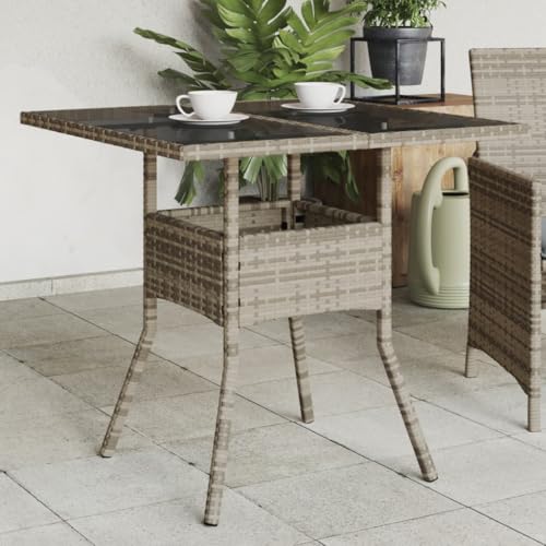 Mesa de jardín de polirratán con diseño sofisticado y cristal para porche 2
