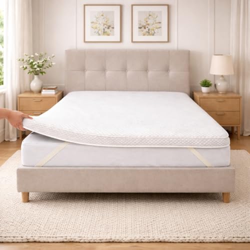 CasaVora Homes High Density Soft Foam Mattress Topper (5cm Thickness) | Premium Knitted Fabric | Plush Comfort & Support | Breathable Durable Luxury Bed Topper (Single - 90 x 190 cm)