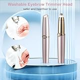 LOPHE Eyebrow Trimmer Rechargeable, Women's Facial Hair Remover with LED Light, Safe & Painless Epilator Pen, Eyebrow Shaper, Portable, Rose Gold - Image 7