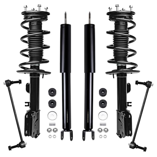 Image of Detroit Axle - Front Struts Rear Shock Absorbers Kit for 2013-2019 Ford Explorer, 2 Ready Struts w /Coil Spring, 2 Shocks Absorbers Assembly, 2 Front Sway Bars 2014 2015 2016 2017 2018 Replacement