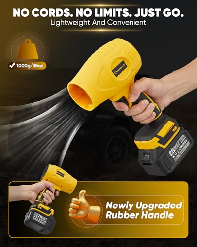 Image of SakerPlus Cordless Leaf Blower, 180000 RPM Portable Dust Cleaner Cordless 4.0Ah Battery with Adjustable Speed for Patio Driveways Workshop Lawn Cleaning (2 Battery with Storage Case)