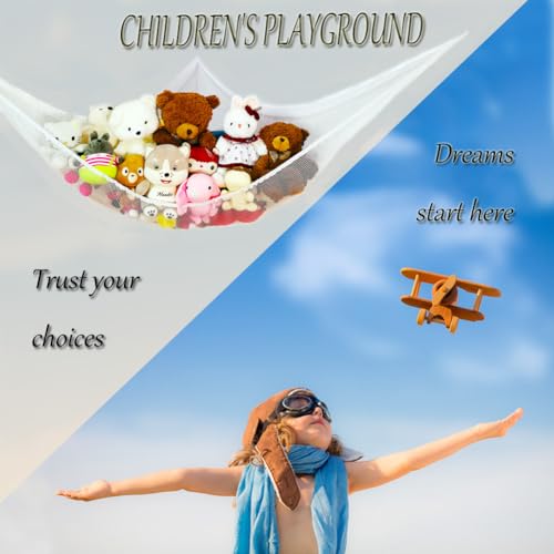 XWGJ Stuffed Animal Hammock Corner Storage Net, Teddy Bear Hammock, 4cm Wide Thickened Rubber Band of Toy Net, 75 x59 x59 in super large