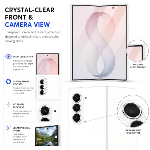 Image of FIRST MART Tempered Glass for Samsung Galaxy Z Fold 8 Ultra 5G with Silver Camera Ring Guard & Installation Kit | HD Clear Edge-to-Edge Screen Protector, Scratch Resistant, Case-Friendly | Pack of 1
