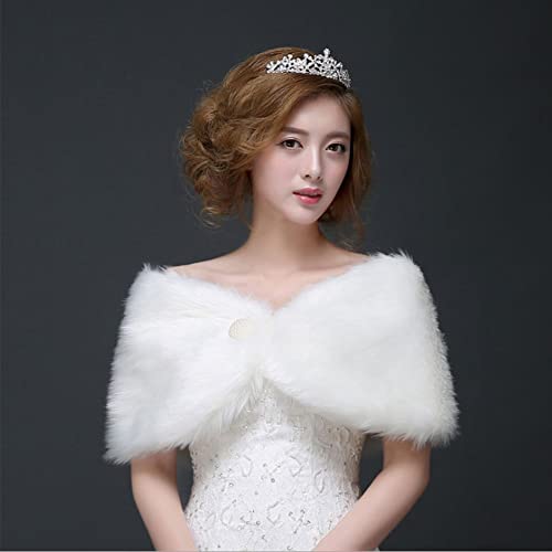 SIQITECHNO Women's Winter Faux Fur Shawl Wrap Cape Wedding Scarf Stoles Elegant Opera Shawl Evening Dress3