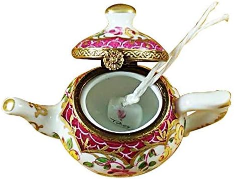 Miniatura 3 de TETERA FLORES Y ESCALAS MAROON - LIMOGES BOX FIGURINA DE PORCELANA AUTÉNTICA DE FRANCIA