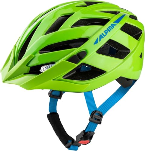 ALPINA PANOMA - Reflektierender & Optimal Belüfteter Fahrradhelm Mit Fliegennetz & Nachrüstbarem LED Für Erwachsene, Green-Blue Gloss, M (56-59 cm)