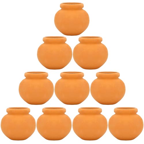 ONEST 10 Pieces Miniature Tiny Clay Pots Mini Flower Pottery Planter for DIY Garden Plants Office Home Decoration