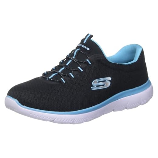 Skechers Damen Summits Sneaker, Schwarz Türkis, 40 EU