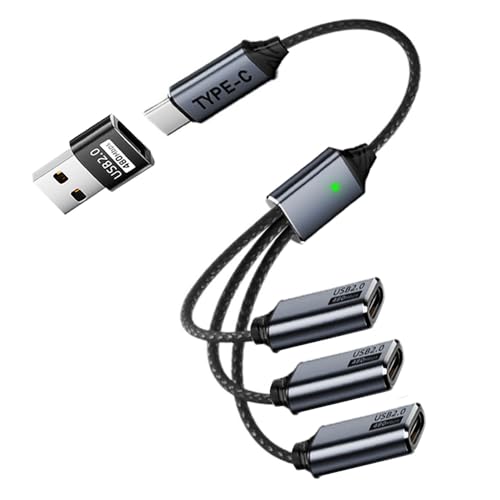 USB C Splitter 1 in 3 Out, USB Typ C Verteiler Mehrfach, USB C Doppelstecker Adapter Kabel, Daten und Ladeger&auml;t, kompatibel mit iPhone 16/15, iPad, MacBook, Samsung Galaxy, mit USB Adapter