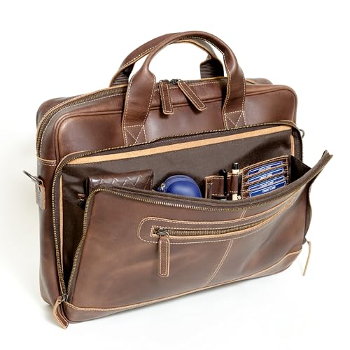 Leather Laptop Bags for Men and Women 16 inch Trolley Compatible Messenger Briefcase Work Office School College Satchel Bag3