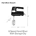 Hamilton Beach Electric Hand Mixer, 6 Speeds + Stir Button, 300 Watts of Peak Power for Powerful Mixing, Includes Whisk and Storage Clip, Black (62628)
