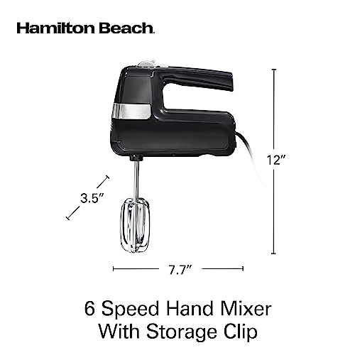 Hamilton Beach Electric Hand Mixer, 6 Speeds + Stir Button, 300 Watts of Peak Power for Powerful Mixing, Includes Whisk and Storage Clip, Black (62628) - Image 4