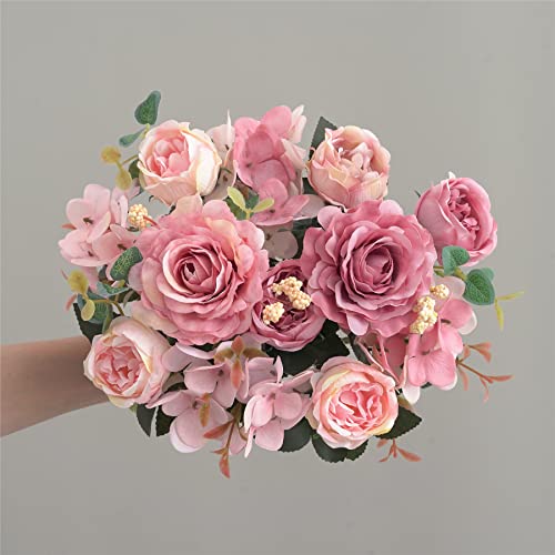 Karoro Artificial Flowers Fake Peony Silk Flowers Bouquet Decor Faux Camellia Hydrangea Flower Arrangements Wedding Decoration Table Centerpieces #TOP4