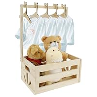 Holzkiste für Babyparty,Babykorb mit Griff,Holz Baby Geschenk Korb,für Babypartykisten aus Wäschekorb Kinder Baby Shower Geschenk,mit 5 Kleiderbügel(Stil 1)