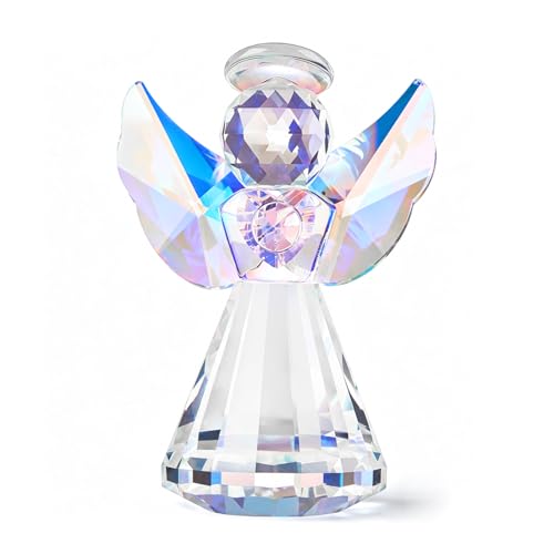 XLSJGYP Crystal Guardian Angel Figurine Decoration, Glass Guardian Angel Statue Christmas Birthday Gifts for Women Girlfriend Daughter, Art Collectible Figurines Home Decor (Colorful)