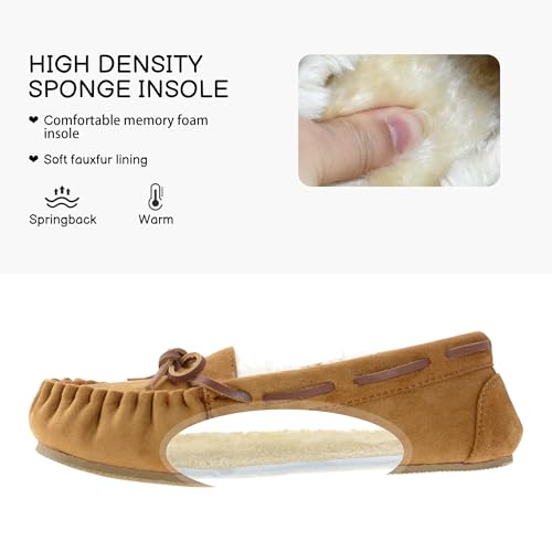 Womens Moccasin Slippers Micro Suede Cozy Indoor Outdoor House Shoes4