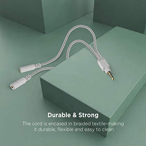 image for DUKABEL Headphone Splitter, AUX Splitter Cable for Headset Knitted 3.5