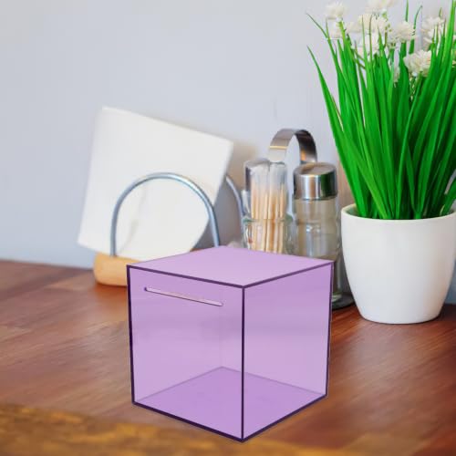 Caja acrílica para monedas con gran capacidad color púrpura miniatura 6