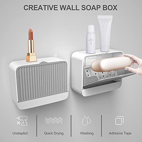 Doter Soap Holder For Shower Wall, Soap Dish For Shower/Kitchens/Bathroom, No Drilling, Removable, Sturdy And Not Fall Off, Bar Soap Holder For Easy Cleaning And Longer Soap Life #TOP1