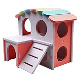 Hamster Cage,Small Animal Habitats Luxury House for Indoor,Double Layer Platform Large Hutch with Ladder 6 Inches Tall,Bunny Gerbil Chinchilla Accessories,Easy to Assemble