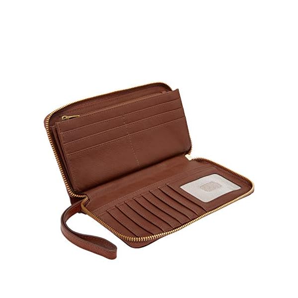 Fossil Women's Liza Leather Zip Around Clutch Wallet, Brown, One Size - Image 7