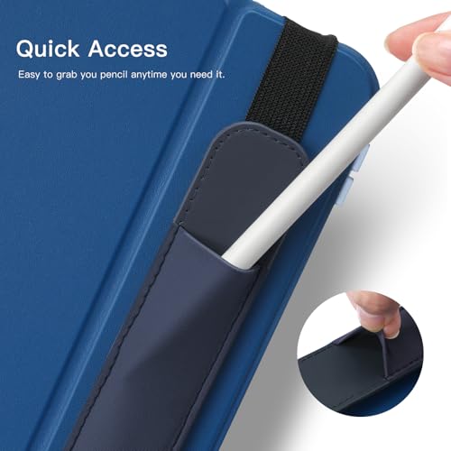Image of MoKo Pencil Case Holder Fit The Apple Pencil (Pro and USB-C and 1st and 2nd Gen), Detachable Elastic Pocket for Stylus Pen with Elastic Band Attached to iPad Case, Indigo