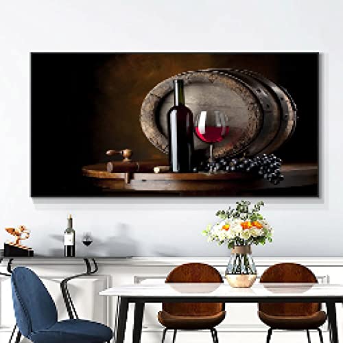 Cuadros de vino tinto y uvas de 5 piezas para decoracion de comedor sin marco