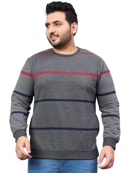 austivo Man Striper Grey Round Neck Sweatshirt-picture-14