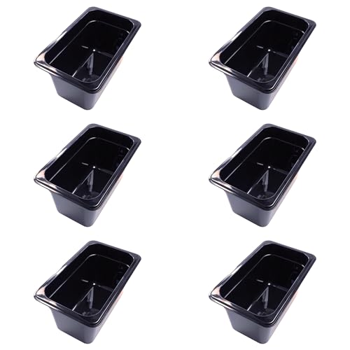 AcMax 6 recipientes GN 1/4 Gastronorm GN, 4 litros de profundidad, 150 mm, plástico, color negro