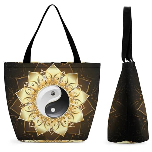 Sac de shopping et voyage Tai Chi Fleur Dorée : le sac à bandoulière grand format idéal