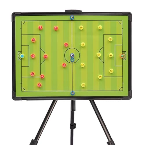 Eleeferri Soccer Coaching Board, Portable Tri-pod Soccer Tactic Board w/ 26 Magnetic Pins for Game Strategy Extra Large Soccer Training White Board Clipboard with Marker, Tripod Stand, Carrying Bag