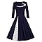 Rockabilly Kleid Damen 50er Jahre Style - Langarm Cocktailkleid In A-Linie Für Party & Alltag